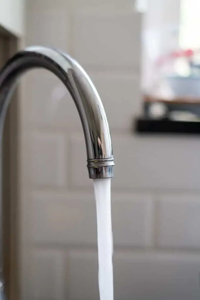 Closeup of a tap with running water